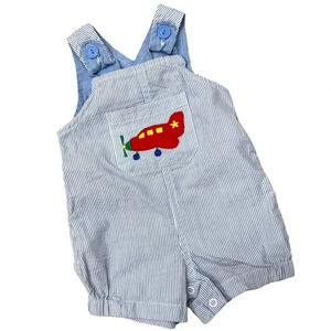 Vintage Appliqué Airplane Overall Romper